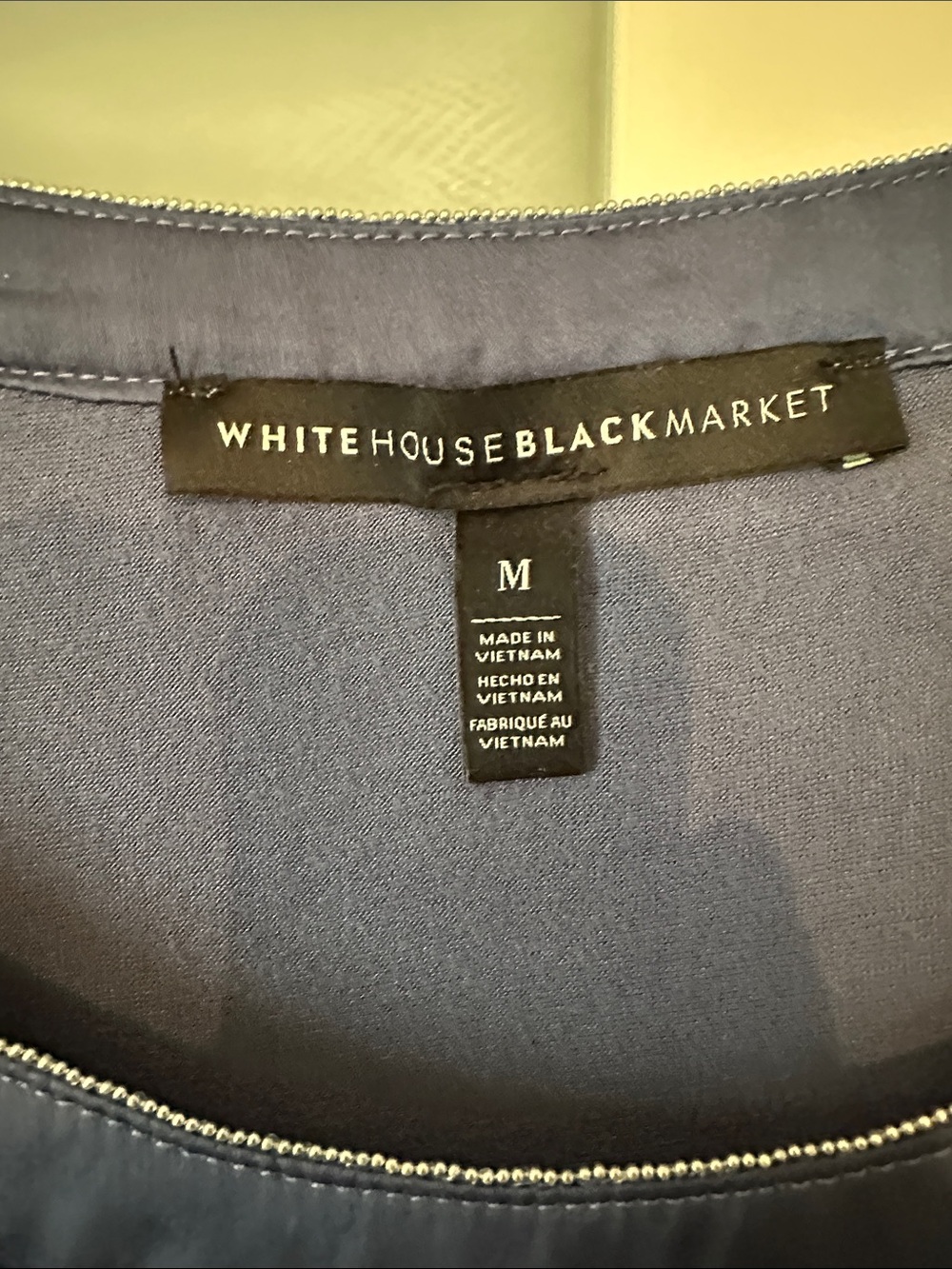 White House Black Market Long-Sleeve Slate Blue Layered-Hem Top - Picture 2 of 3
